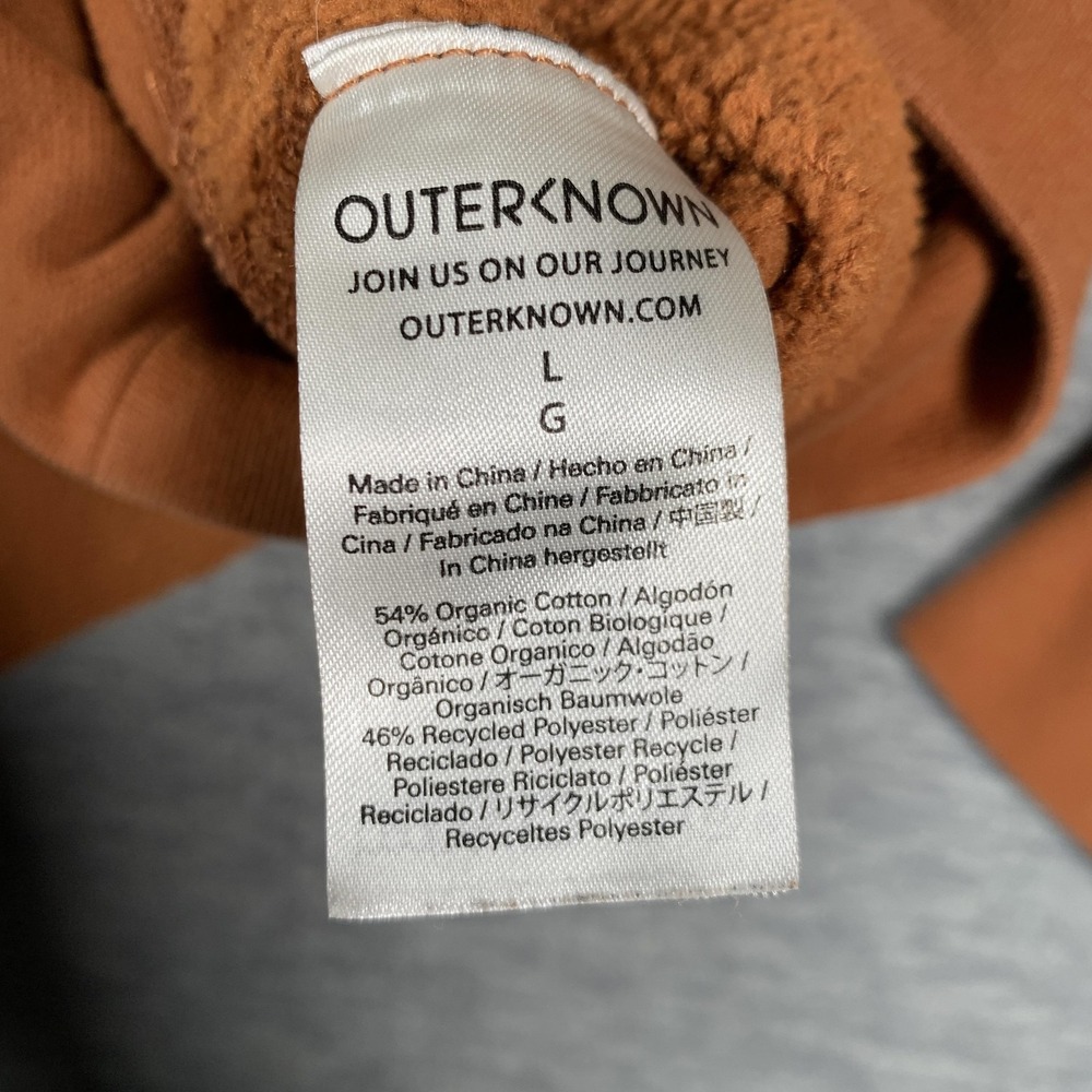 Outerknown Hoodie Sweatshirt Mens Large Orange 1/4 Zip Pullover Kangaroo Pocket - Picture 9 of 11